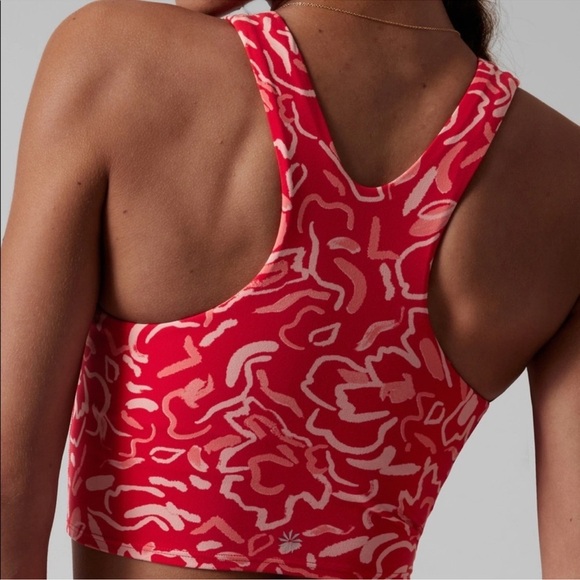Athleta Conscious Crop Tank Abstract Floral Print Red Pink Women’s S - Picture 3 of 9